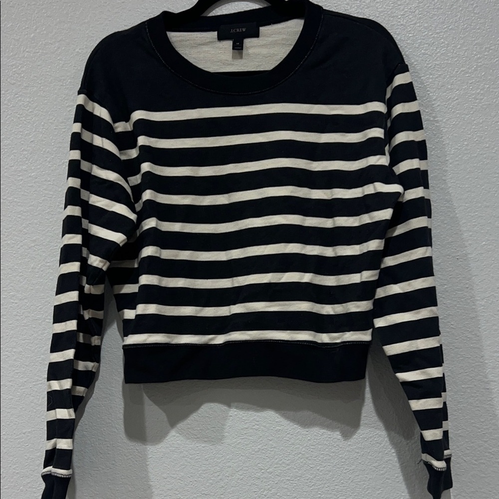 J. Crew Navy and Cream Striped Pullover